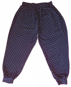 Temno modre dolge harem hlače z belimi pikicami Nutmeg 5-6 L