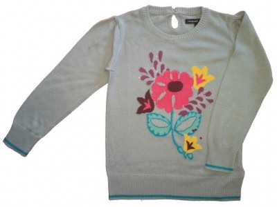 Sivozelen pleten pulover roža M&S 5-6 L