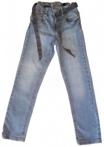 Dolge modre jeans hlače z dodanim pasom 5-6 L