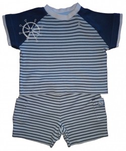 Modra črtasta mornarska kratka pižama 0-3 M