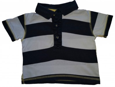 Črno-bela črtasta polo kratka majica 3-6 M