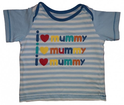 Modra črtasta kratka majica i love mummy M&S