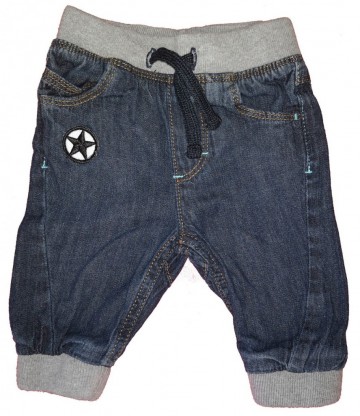 Dolge modre jeans hlače s patentom in elastičnim pasom Baby
