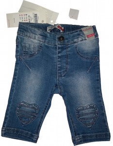 3/4 modre jeans hlače s srčkom Name It 6-9 M