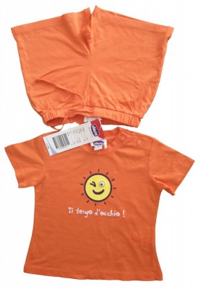 Oranžen komplet kratka majica in hlače sonček Chicco 6-9 M