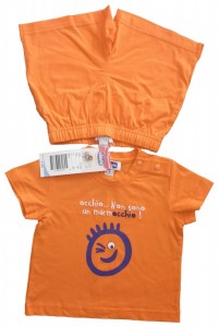 Oranžen komplet kratka majica in hlače deček Chicco
