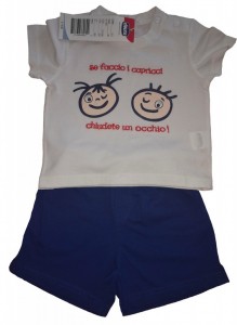 Modro-bel komplet kratka majica in hlače parček Chicco 3-6 M