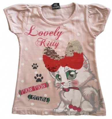 Roza kratka majica lovely kitty 18-24 M