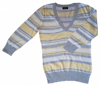 Rumeno-siv črtast pulover pleten F&F