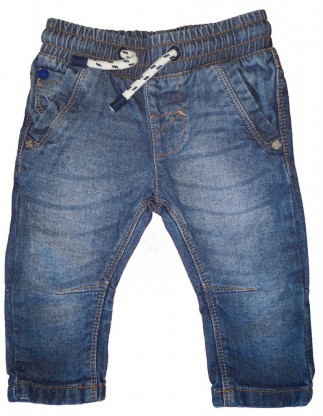 Modre dolge jeans hlače z elastičnim pasom Next