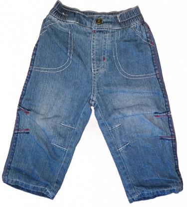 Dolge modre jeans hlače podložene 3-6 M