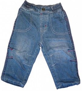 Dolge modre jeans hlače podložene 3-6 M