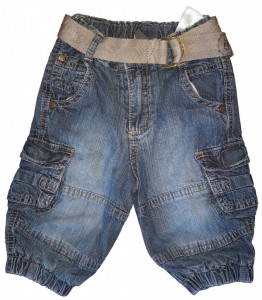 Modre dolge jeans hlače s pasom podložene 3-6 M