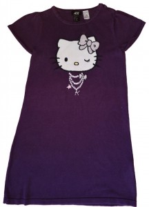 Vijolična pletena kratka oblekica hello kitty H&M
