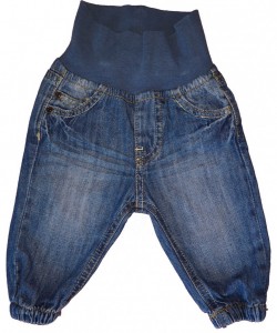 Modre dolge jeans hlače z elastičnim pasom in patentom H&M