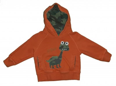 Oranžen pulover s kapuco dinozaver 12-18 M