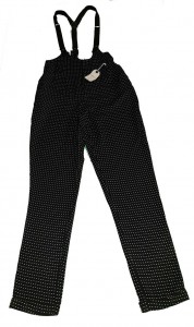 Črne dolge hlače na naramnice s pikicami nove Forever21