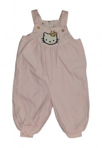 Mehke žametne hlače na naramnice Hello Kitty 3-6 M
