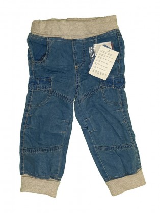 Nove mehke jeans hlače z elastiko v patentih in pasu 18-24 M