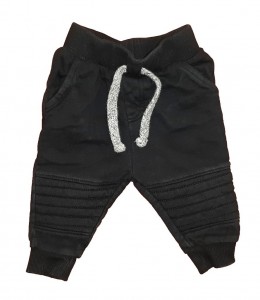 Črne hlače z elastičnim pasom in vrvico 3-6 M