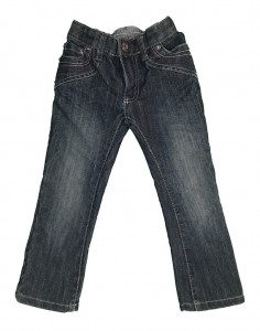Jeans hlače z regulacijo in rozastimi šivi 3-4 L