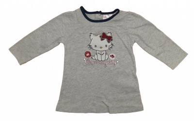 Siva dolga oblekica z našitkom Hello Kitty 9-12 M