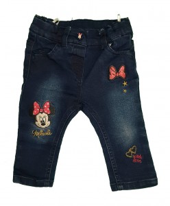 Jeans hlače z regulacijo in našitkom Minnie Mouse 3-6 M
