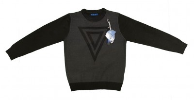 Siv pulover s trikotnikom 13-14 L