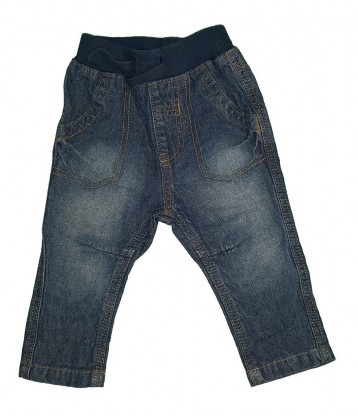 Modre jeans hlače z vrvico 0-3 M