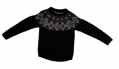 Črn pulover z belimi dodatki 10-11 L