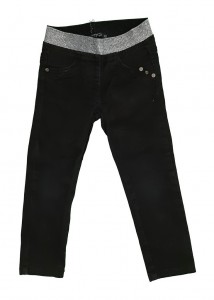 Črne hlače s srebrnim elastičnim pasom 2-3 L