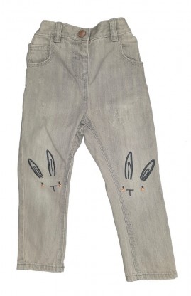 Sive jeans hlače z vezenino in regulacijo 18-24 M
