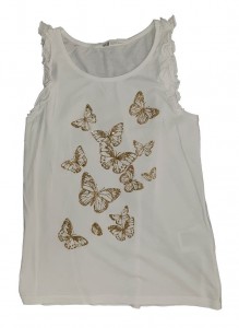 Bela majica z zlatimi metulji 9-10 L
