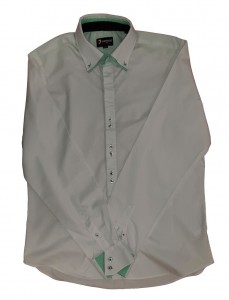 Bela srajca s turkiznimi dodatki na ovratniku XL