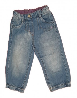 Jeans hlače z regulacijo in vezenino 9-12 M