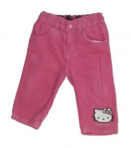 Žametne hlače z regulacijo in našitkom Hello Kitty 9-12 M