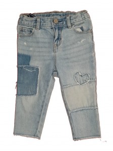 Modre jeans hlače z našitki in regulacijo 18-24 M