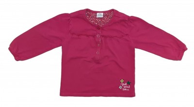 Roza majica z volančki in vezenino 9-12 M