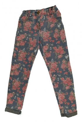 Jeans hlače z rožami in regulacijo 6-7 L