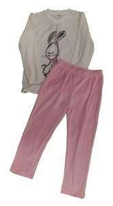 Pižama z belim zgornjim delom in roza hlačami 5-6 L
