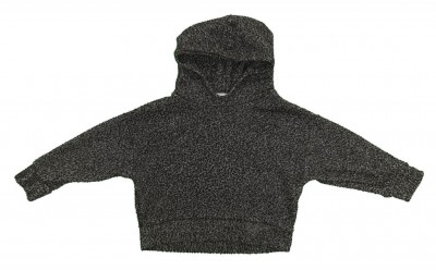 Siv debelejši krajši pulover s kapuco 5-6 L