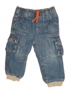 Podložene jeans hlače s patenti in vrvico 12-18 M