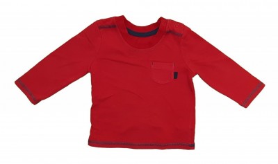 Rdeča majica z modrimi šivi 6-9 M