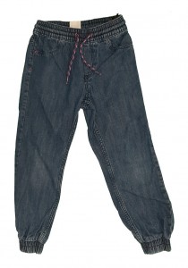 Jeans hlače z elastičnim pasom in vrvico 5-6 L