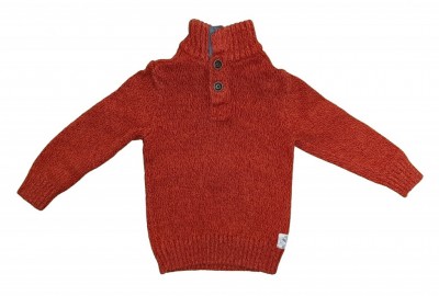Oranžen pulover s polo ovratnikom 3-4 L