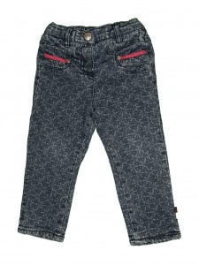 Modre podložene jeans hlače z vzorčki in regulacijo 12-18 M