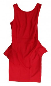 Rdeča oblekica na naramnice z volančki M