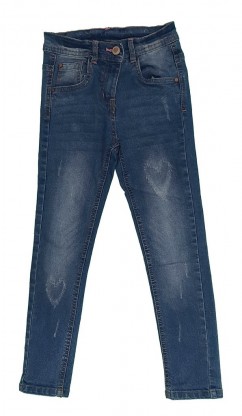 Modre jeans hlače raztrganega videza 6-7 L