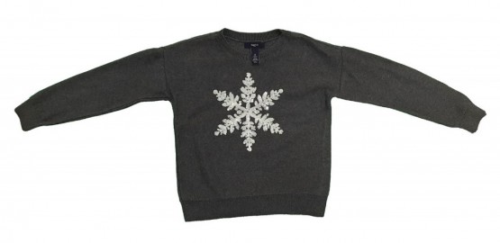 Siv pulover s svetlečo snežinko 6-7 L