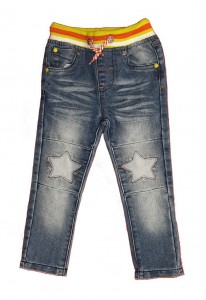 Modre jeans hlače z našitki in vrvico 18-24 M